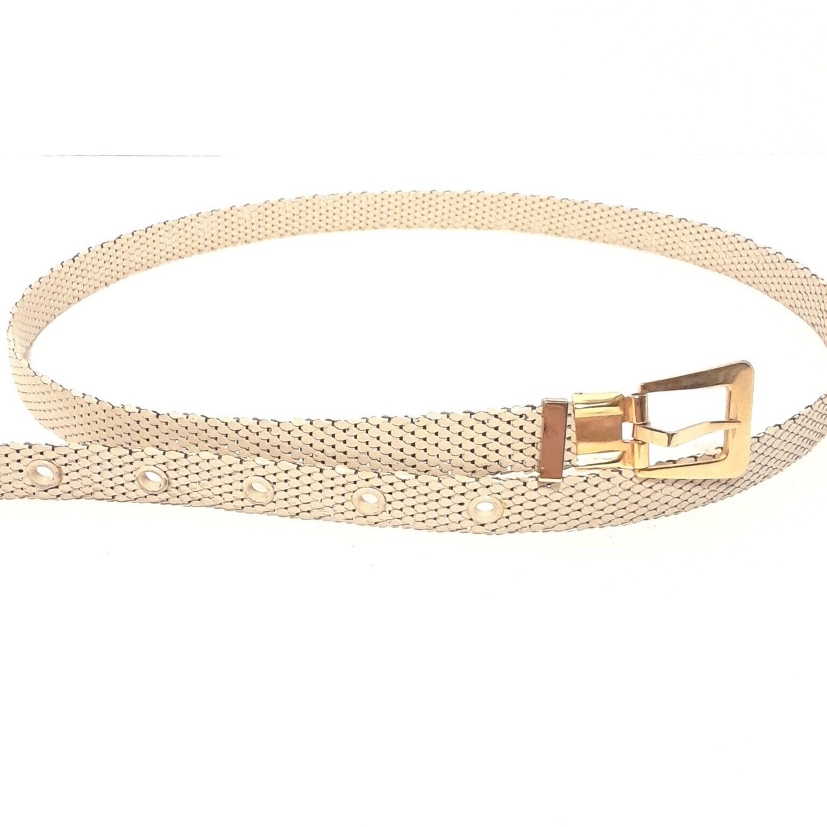 Vintage 80s Mesh Metal Belt - size Small Medium, VGUC! Gold  display picture 2