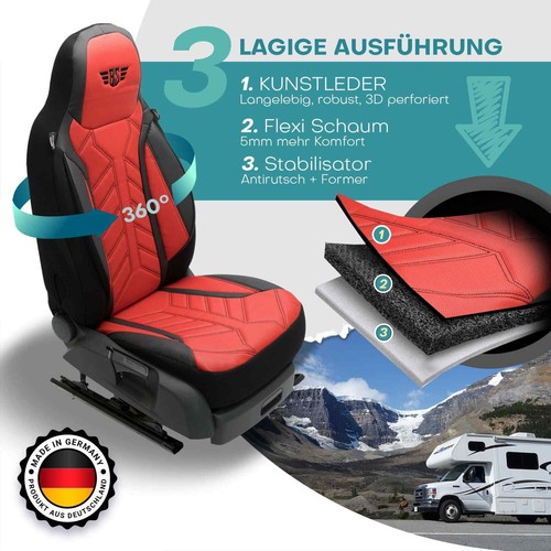 Sitzbezüge passend für Knaus Tabbert Camper Van Calif. Coast 630 (Schwarz-Rot) - Bild 2 von 12
