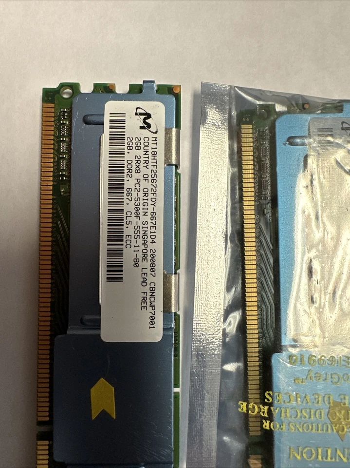 Micron 2GB PC2-5300P-555-12-J0, MT36HTF25672PY-667D1, DDR2 Server RAM, Lot of 4 - Image 2 of 4