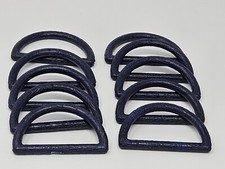 10 Vintage Navy Blue Plastic Faux Wood Grain Texture 2" Dee Macrame Craft Rings