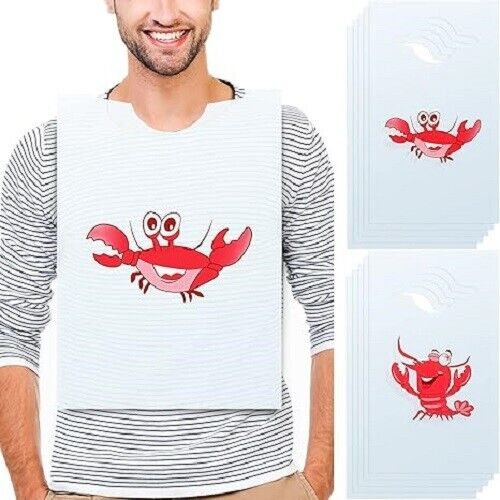 30 Pcs Disposable Lobster Bibs Plastic Crab Funny Bibs for Adults Dinner Party - Picture 1 of 1