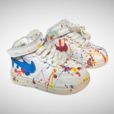 Nike shoes kids 4C high top white painted pre owned sneakers lace tie