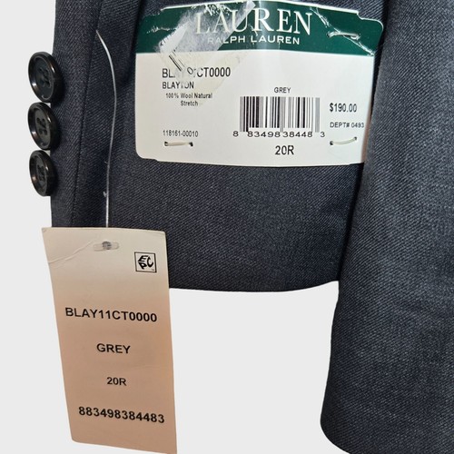 Ralph Lauren Big Boys Wool Suit Jacket 20R Grey Single Breasted Dressy Academia - Picture 11 of 12