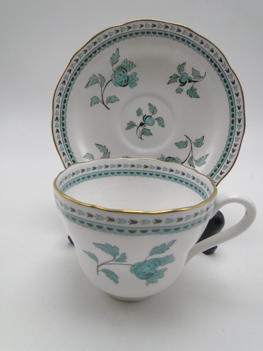 Spode Darlington Y6569 Cup Saucer Sets Teal Bone China