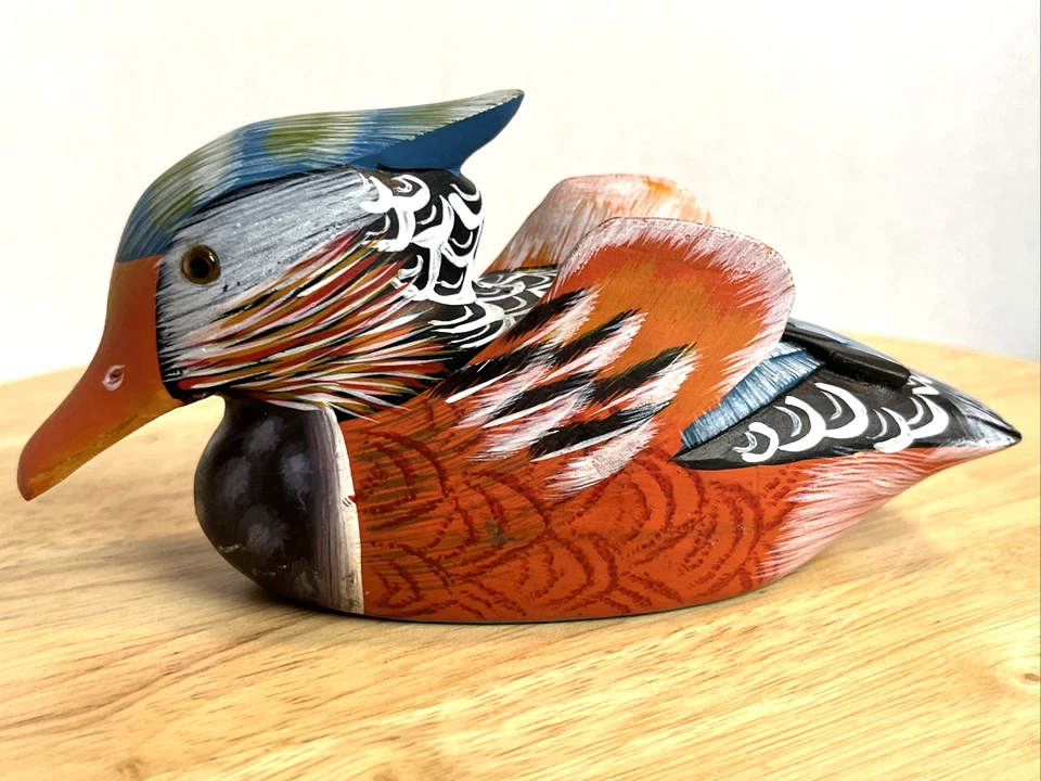 Vintage Wood Duck Mini Decoy Hand Painted Figurine 6”L Lake Cabin Decor - Image 2 of 4
