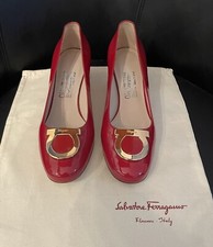 Salvatore Ferragamo Red Patent Leather Shoes Italy Size 9.5 C