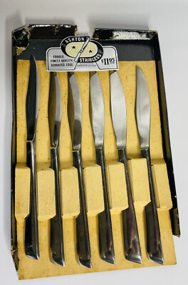Vintage Ashton Stainless Steel Serrated Edge Knife Set Of 6 Japan