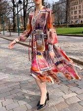 Zimmermann Wavelength Poster High Collar Midi Dress - Size 0 / AU 8 / US 4