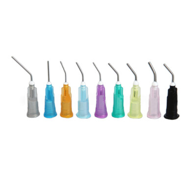 100PC Dental Flow Prebent Needle Irrigation Dispensing Syringe Tips 18/20/22/25G