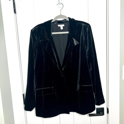 Cara Santana x Nine West Women's Burnout Velvet Black One-Button Blazer XXL