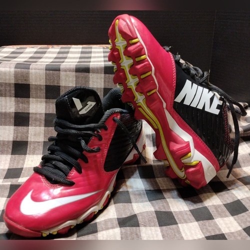 Nike VAPOR SHARK FastFlex Cleats Football / Soccer Red & Black, 1 Y (Youth) EUC