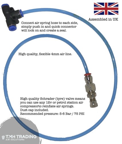 Jeep / Chrysler Air Suspension Repair Kit 4MM Push Fit to Tyre Schrader Valve - Afbeelding 1 van 2