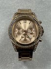 Women's Geneva Rose Gold Tone Dial Rhinestone Bezel Watch Preowned Working — photo 1