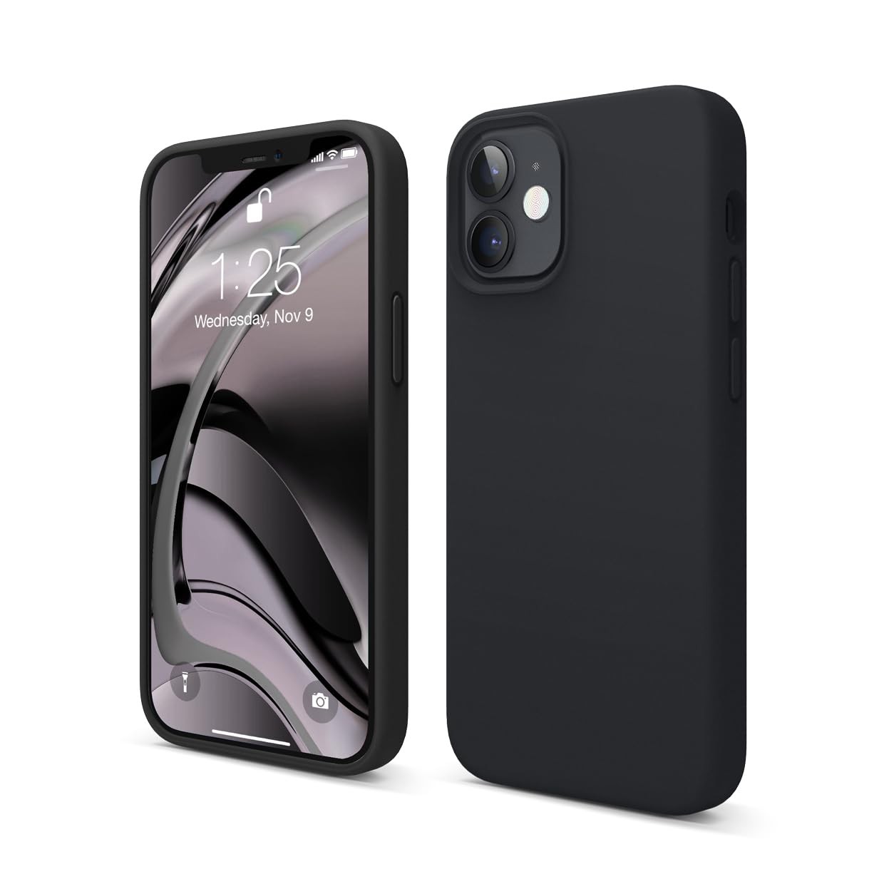 Coque iPhone 12 Mini en silicone liquide antichoc avec doublure microfibre douce anti-rayures