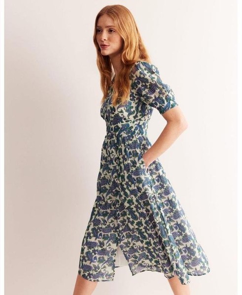 Women Boden Dress White Cotton 38 / M / 46 #8F4C