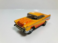 AUTO-WORLD " '57 CHEVY BELAIR " GOLD  T-jet chass use on Aurora AFX Tyco