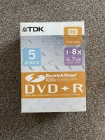 TDK DVD+R 4.7GB 1-8x ScratchProof 5 Pack Sealed New DVD+R Recordable Blank Discs