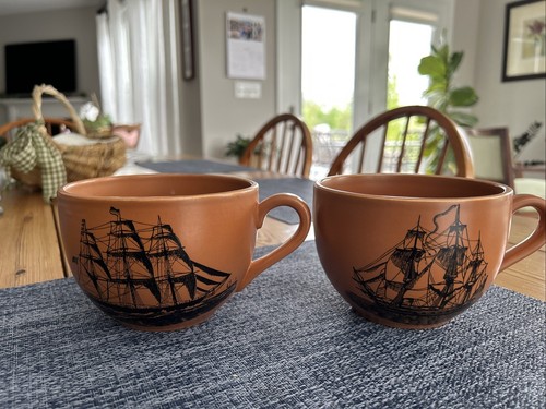 Set of 2 VINTAGE PORTMEIRION SAILING SHIP JUMBO CUPS SUSAN WILLIAMS ELLIS