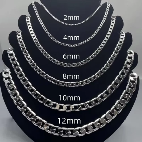 Men's 925 Sterling Silver Necklace 2/4/6/8/10/12MM 40-75cm Chain Necklace  - product listing photo