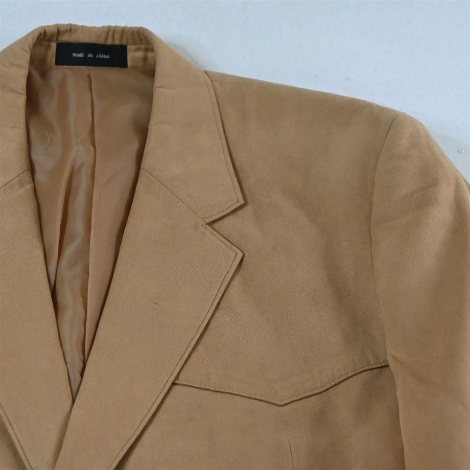 Casaco esportivo Western Wear 48R bege camurça botão prata masculino blazer terno - Imagem 2 de 4