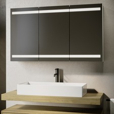 Triple Door Bathroom Mirror Cabinet with Lights Demister & Socket 1200 x ART1200