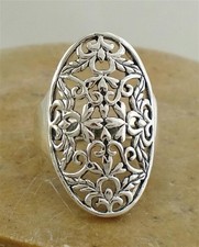 AMAZING .925 STERLING SILVER LONG FILIGREE RING size 8 style r1857