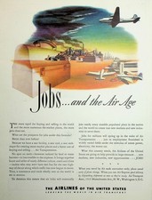 Original 1944 Vintage Print Ad: The Airlines of the United States-Air Transport
