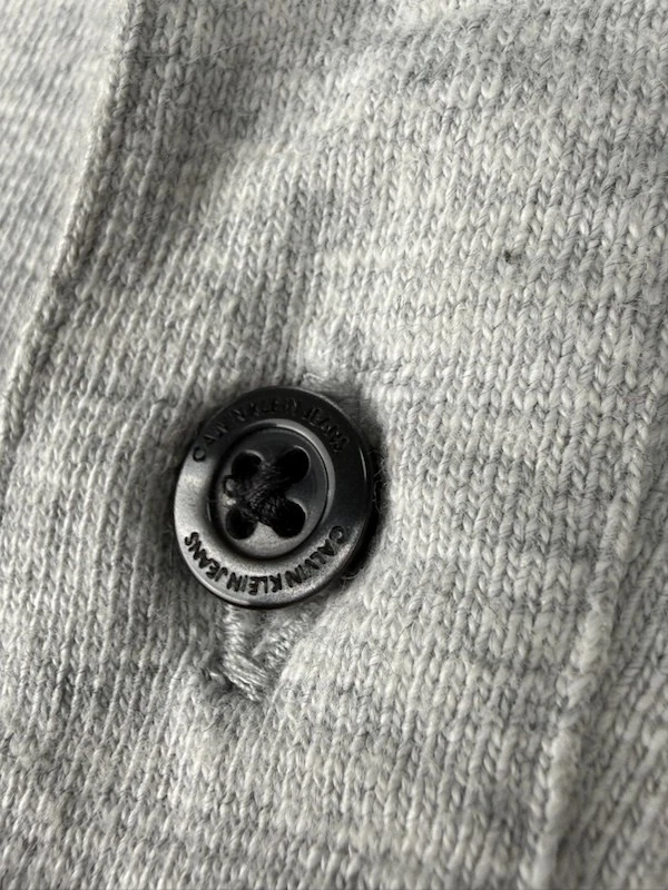 Calvin Klein jeans polo homme S coton lourd gris manches longues logo - Photo 4/4