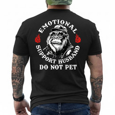 Emotional Support Husband Do Not Pet Funny Monkey On Back T-Shirt