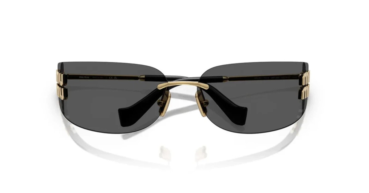 Miu Miu Women Sunglasses Gold Grey Rectangle Rimless MUA51S  display picture 3