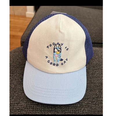 H&M Bluey Trucker Hat Cap Blue/White ''Today Is A Good Day'' Size 2-4Y