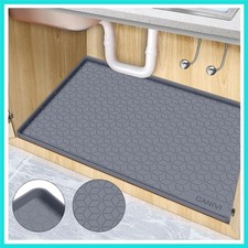Under Sink Mat, 34" x 22" Waterproof Silicone Under Sink Tray for Kitchen L...