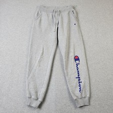 Champion Jogger Pants Womens Small Gray Logo Cotton Poly Blend Activewear