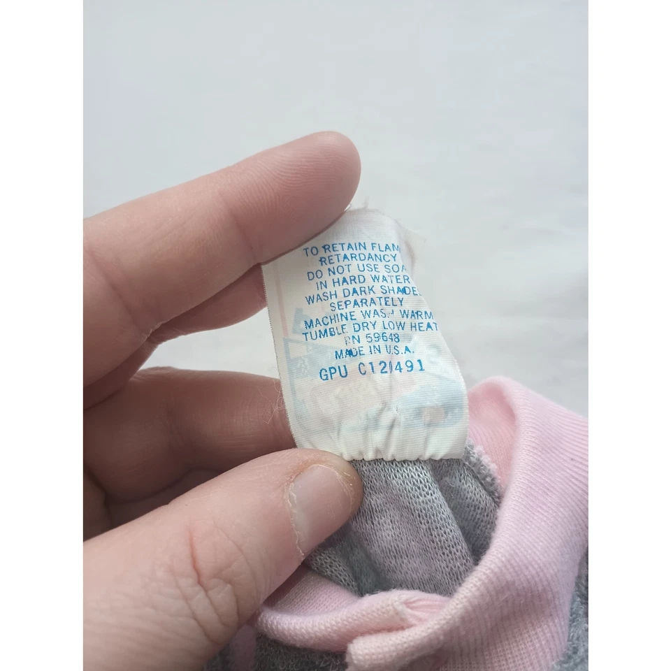 Traje de salto de tela de rizo vintage Playskool infantil 12 meses (grande) gris rosa Foto 4 de 4