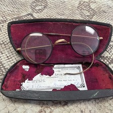 Vintage DR. Spirits OPTICAL RIMEYE GLASSES Gold Filled  RARE  CASE