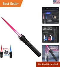 Bright Fire Lighter with Safety Lock and Adjustable Red/Blue Flame, Refillabl...