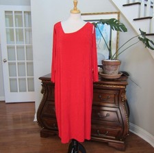 Chico's TRAVELERS Split Shoulder Asymmetric Neck Midi Dress Size 4, XXL, 22/24
