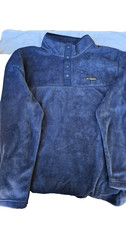 Columbia Sweater Men's Sz XL Blue Fleece Quarter Button Pullover Hiking Outdoor