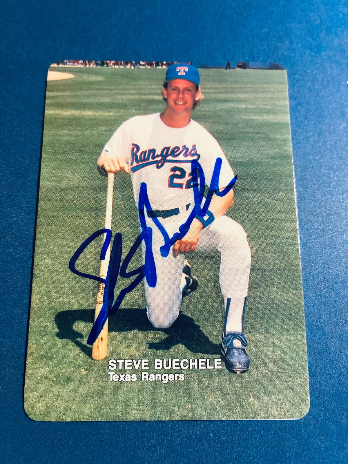 STEVE BUECHELE 1988 MOTHERS COOKIES #7 AUTO SIGNED TEXAS RANGERS CUBS STANFORD
