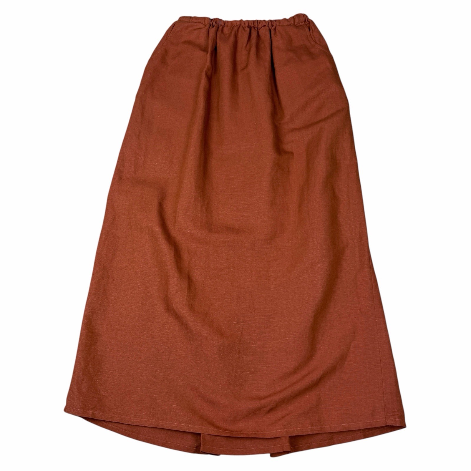 Vintage Maxi Skirt Womens Small 100% Linen Orange Brown Western Fairy Y2K Long-image