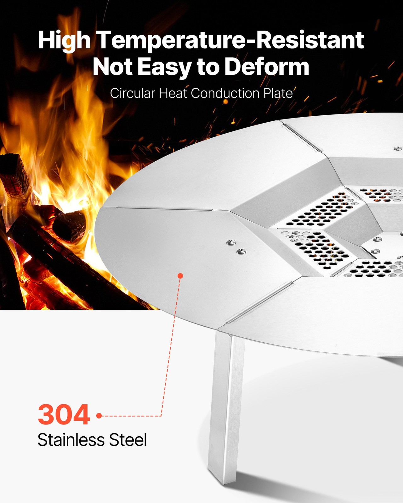 VEVOR Fire Pit Heat Deflector for Solo Stove Yukon, 25 inch Bonfire Round for Wo