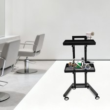 Hairdressing Trolley 2-tier Salon Trolley Salon Rolling Cart w/ Hairdryer Holder
