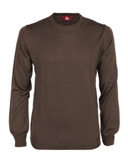 NWT EZZELINO SWEATER merino wool solid brown 2-ply luxury Italy M