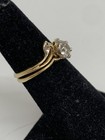 14k yellow gold  1/2 carat princess diamond ring set  - leaf design — photo 3