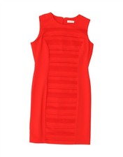 CALVIN KLEIN Womens Sleeveless Sheath Dress US 10 Large Red Polyester CR08