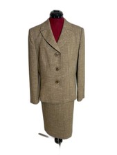 Le Suit Skirt Suit Woman's Size 12 Taupe 2-Piece Set Blazer Skirt
