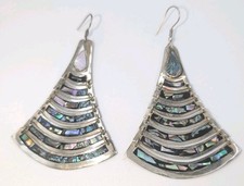Vintage Alpaca Silver Mexico Inlaid Abalone D...