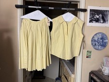 Yellow Pleated Skirt and Sleeveless Blouse Set 1950