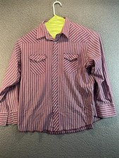 Wrangler Men  s Long Sleeve Button-Down Shir striped with Pearl Snap XL