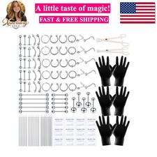 120PCS Body Piercing Kit Surgical Steel 14G 16G 20G BCR CBR Labret Lip Rings ...
